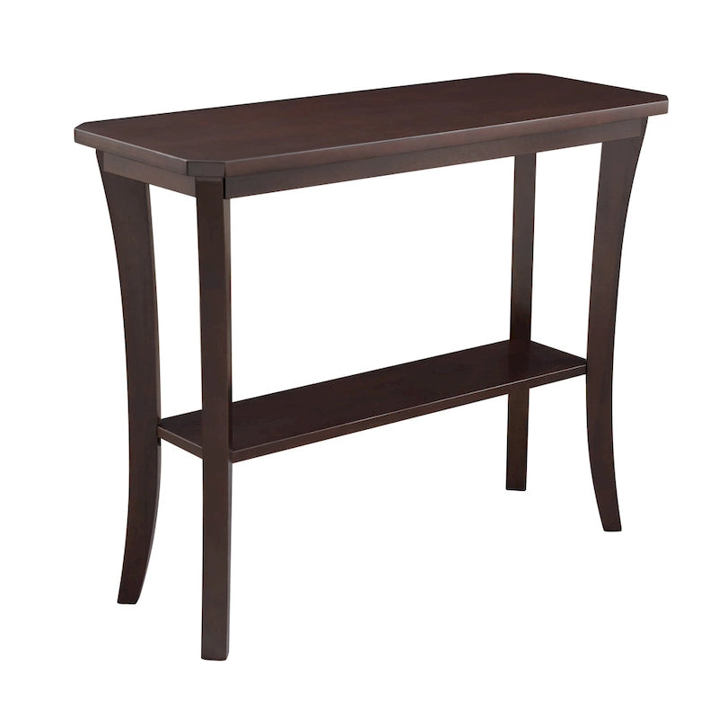 Console de couloir en bois massif gris rustique/merisier chocolat avec étagère