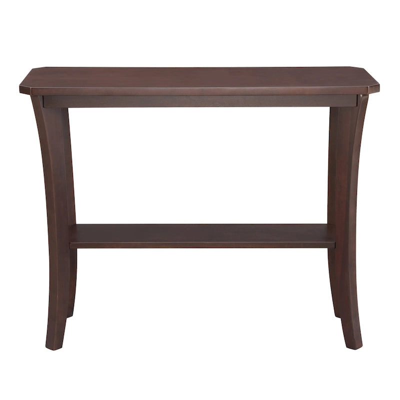 Console de couloir en bois massif gris rustique/merisier chocolat avec étagère