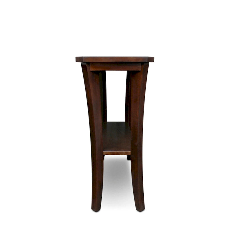 Console de couloir en bois massif gris rustique/merisier chocolat avec étagère