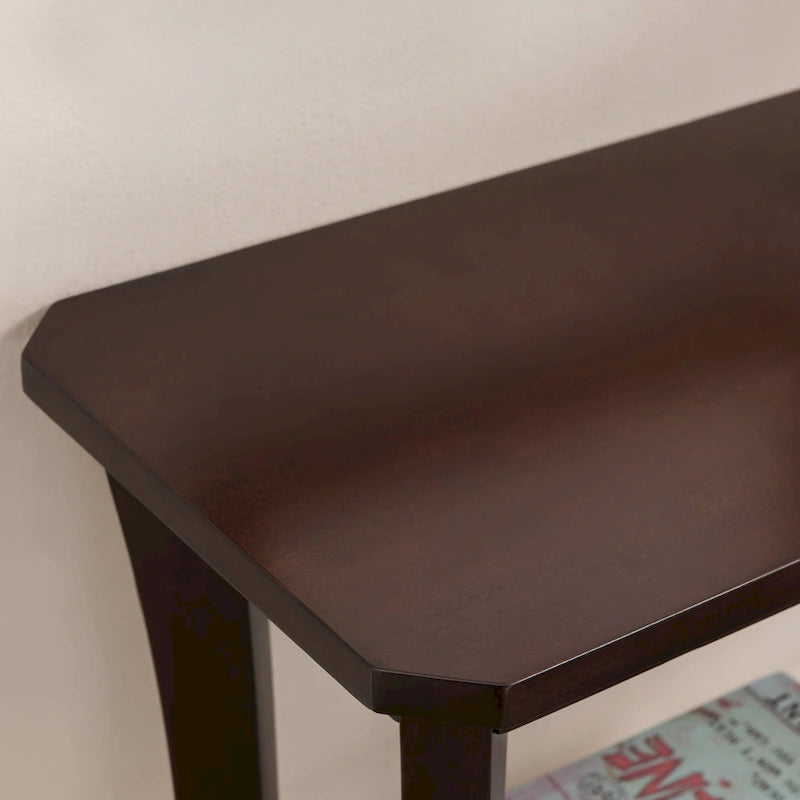 Console de couloir en bois massif gris rustique/merisier chocolat avec étagère