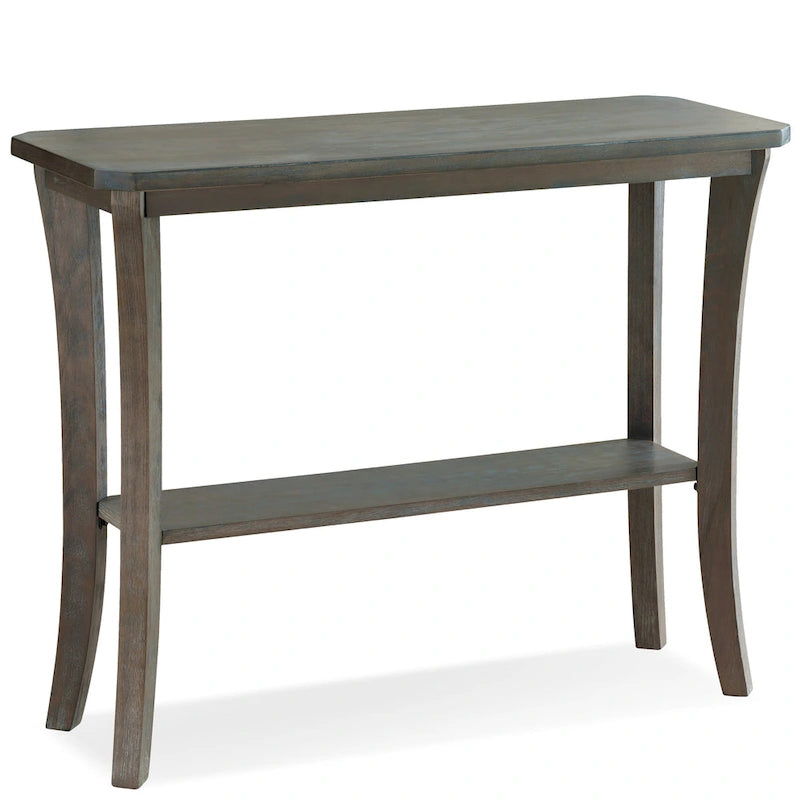 Console de couloir en bois massif gris rustique/merisier chocolat avec étagère