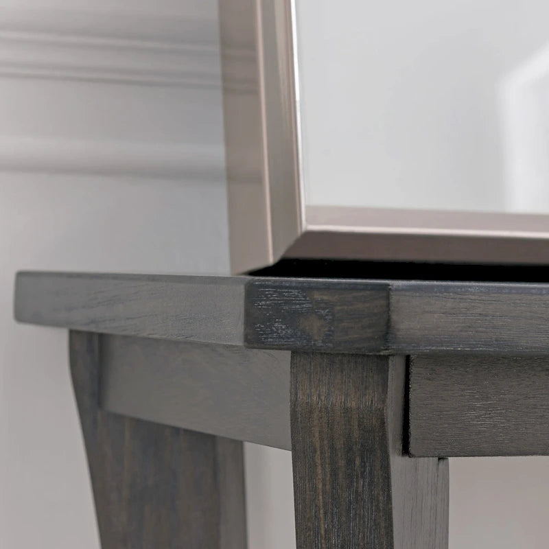 Console de couloir en bois massif gris rustique/merisier chocolat avec étagère