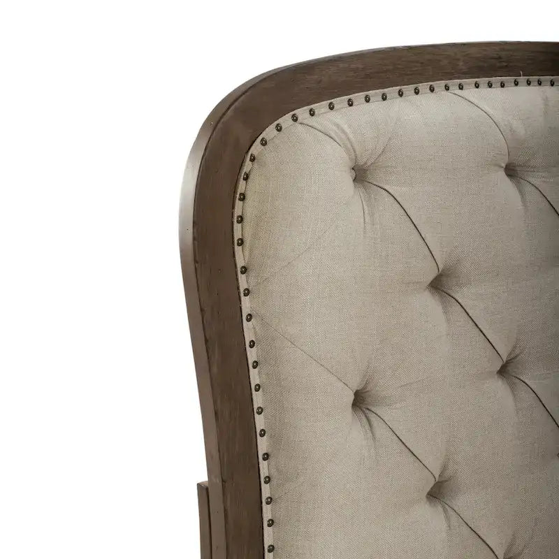 Lit capitonné de style alcôve, grand format, en taupe poudré pour 2 personnes