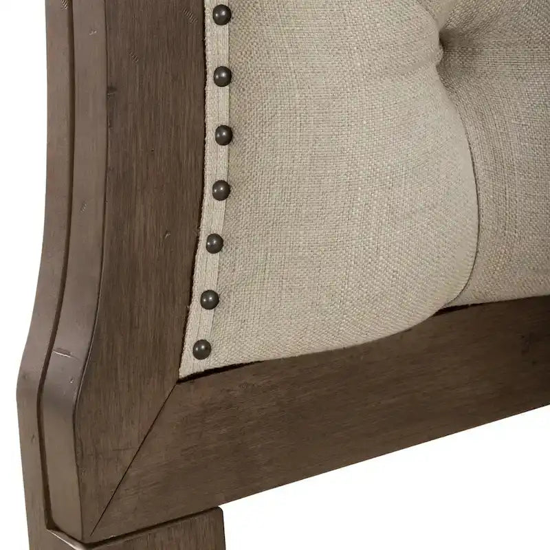 Lit capitonné de style alcôve, grand format, en taupe poudré pour 2 personnes