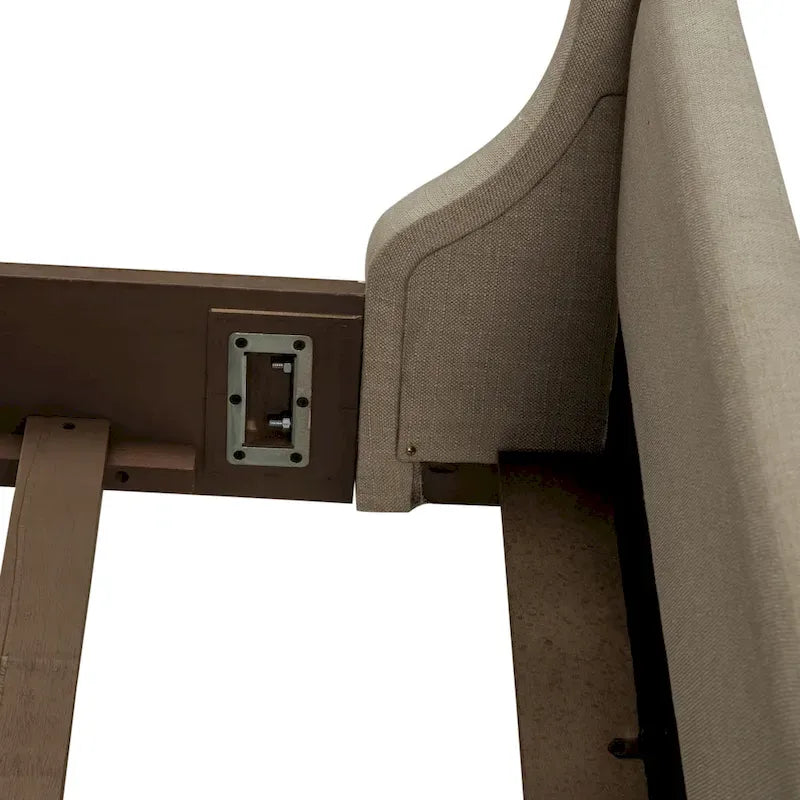 Lit capitonné de style alcôve, grand format, en taupe poudré pour 2 personnes