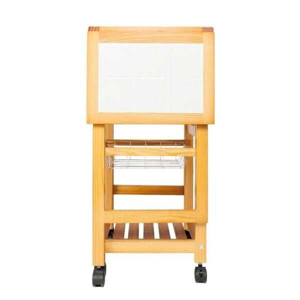 Desserte de cuisine roulante blanche et jaune, 1 personne, 90,9 x 37,1 x 74,9 cm