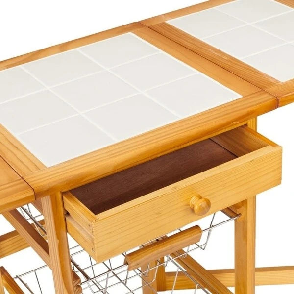 Desserte de cuisine roulante blanche et jaune, 1 personne, 90,9 x 37,1 x 74,9 cm