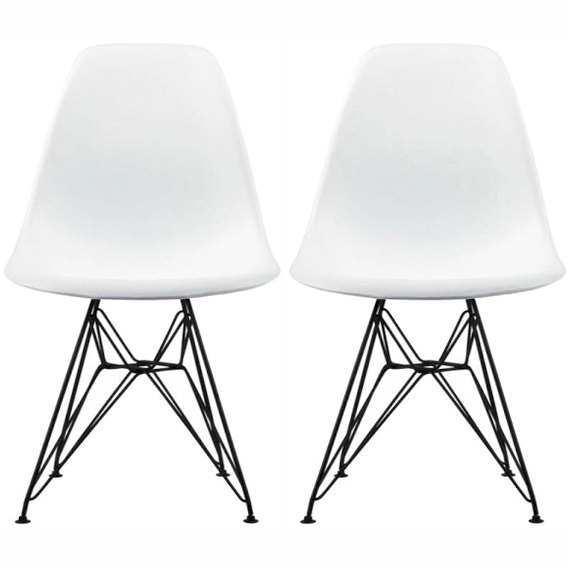 Lot de 2 chaises de salle à manger sans accoudoirs style Eiffel – Plusieurs coloris, 2 places