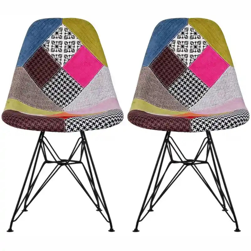 Lot de 2 chaises de salle à manger sans accoudoirs style Eiffel – Plusieurs coloris, 2 places