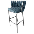 Tabouret de bar simple tissé à la main, bleu