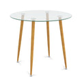 Table à manger ronde en verre transparent avec pieds en métal, 2 à 4 places