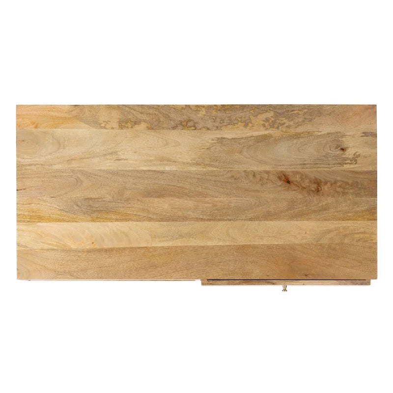 Table basse naturel / blanc délavé, pieds épingle à cheveux, 1 tiroir 1 étagère, 1 place