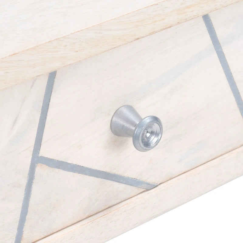 Table basse naturel / blanc délavé, pieds épingle à cheveux, 1 tiroir 1 étagère, 1 place