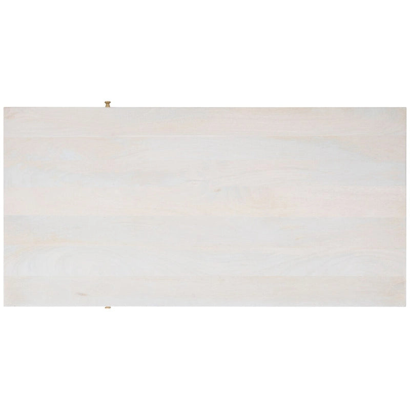 Table basse naturel / blanc délavé, pieds épingle à cheveux, 1 tiroir 1 étagère, 1 place