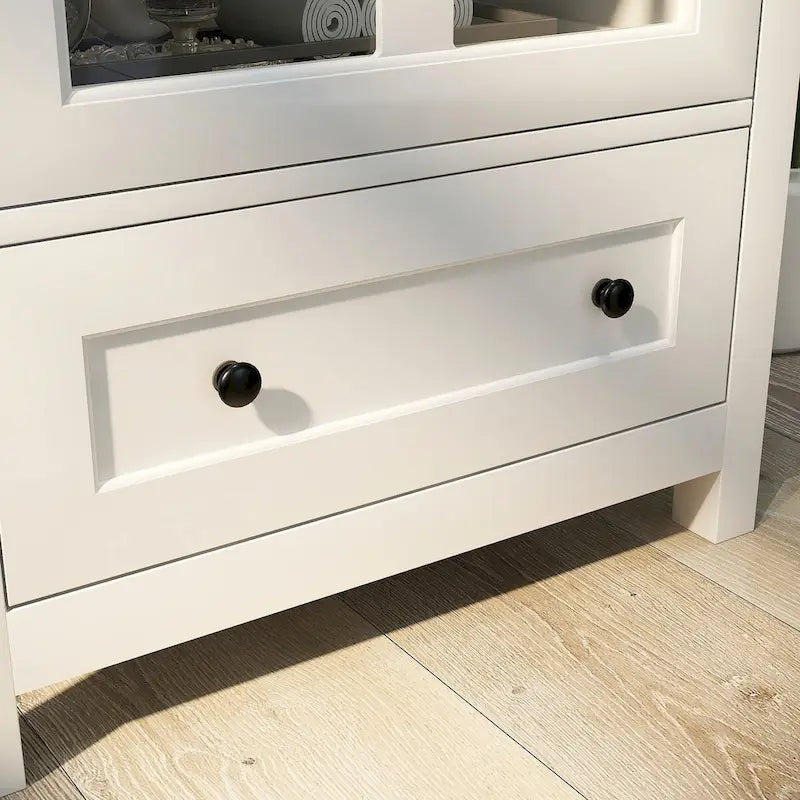 Buffet avec portes en verre blanc – 1 personne, étagère réglable