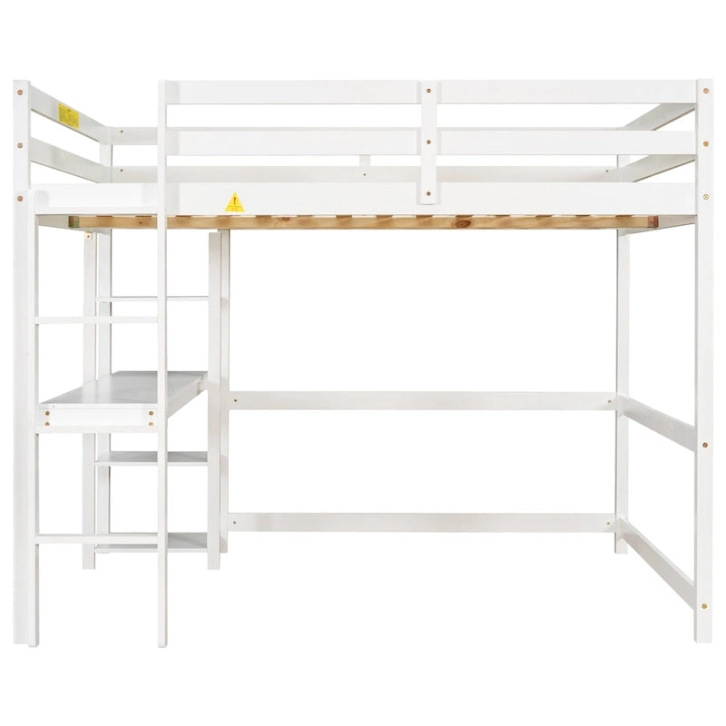 Lit mezzanine avec bureau et étagères, Espresso/Blanc/Gris, 1 place