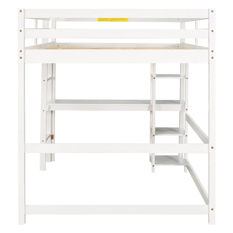 Lit mezzanine avec bureau et étagères, Espresso/Blanc/Gris, 1 place