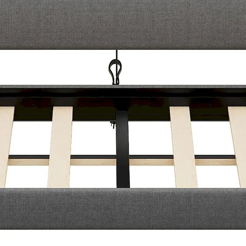 Lit de repos capitonné simple avec rangement et cloutage gris / beige / blanc (1 personne)