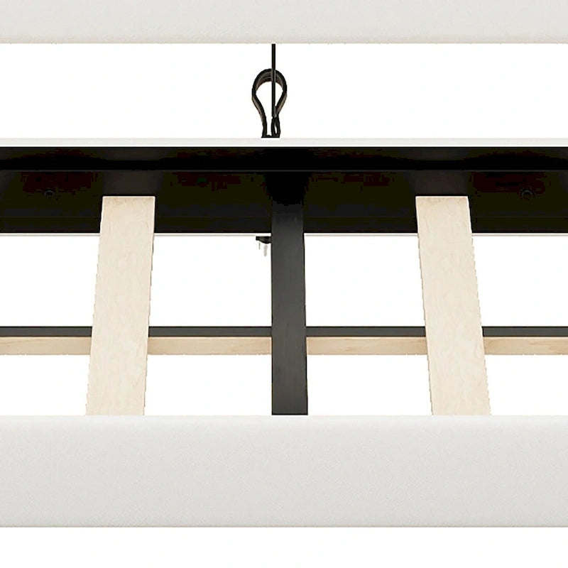 Lit de repos capitonné simple avec rangement et cloutage gris / beige / blanc (1 personne)