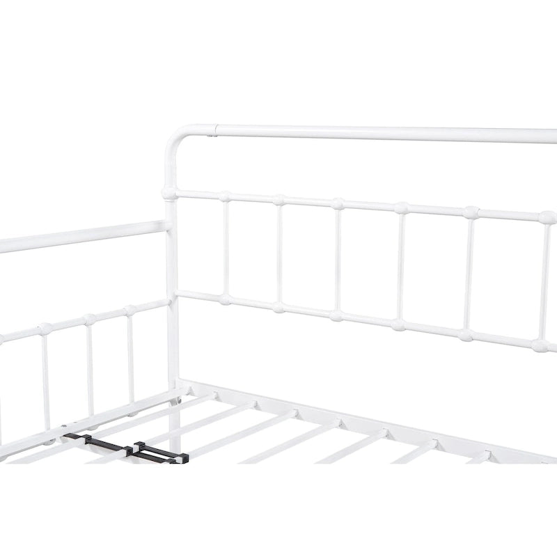 Lit de repos en métal blanc/noir/bronze avec lit gigogne, deux places individuelles, pour 2 personnes