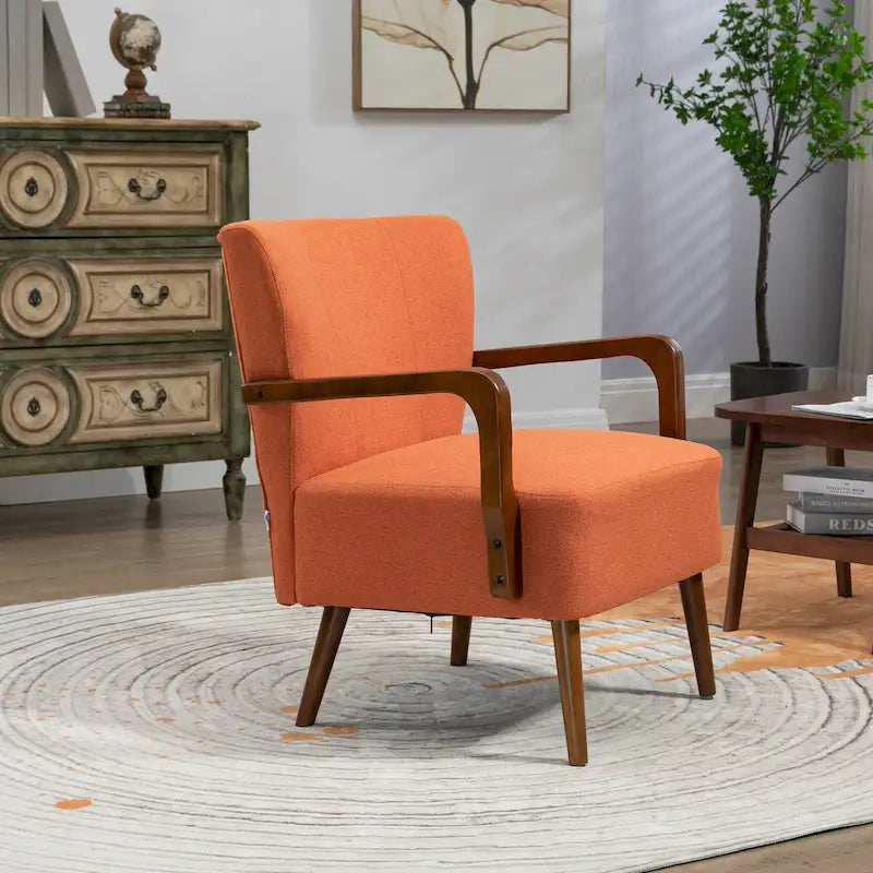 Jaune Moutarde / Beige / Orange / Gris Foncé / Café — Fauteuil en bois massif, une place
