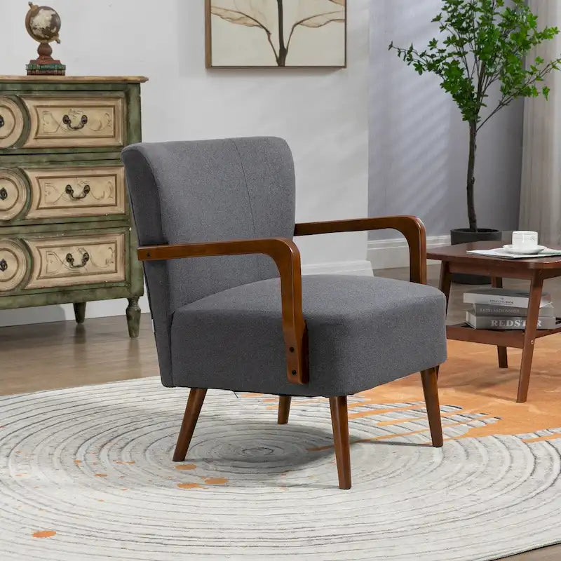 Jaune Moutarde / Beige / Orange / Gris Foncé / Café — Fauteuil en bois massif, une place