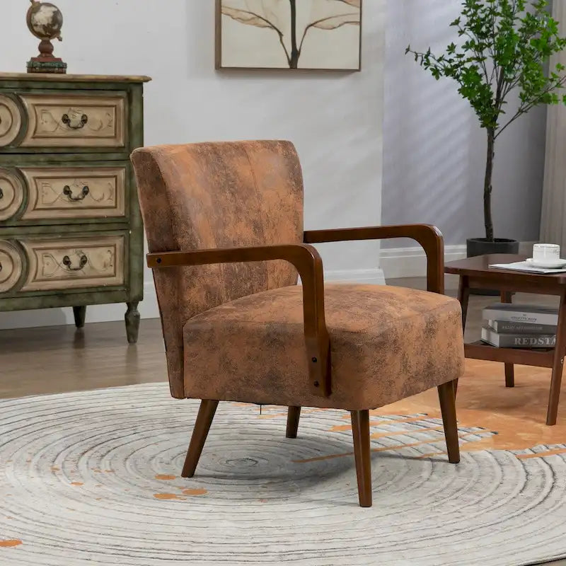 Jaune Moutarde / Beige / Orange / Gris Foncé / Café — Fauteuil en bois massif, une place