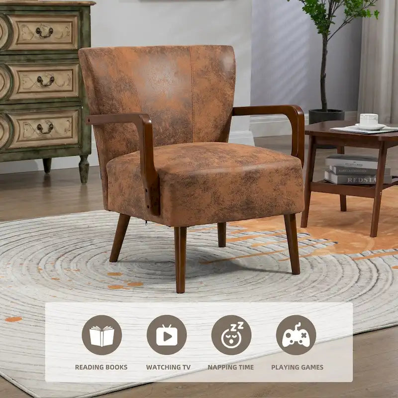 Jaune Moutarde / Beige / Orange / Gris Foncé / Café — Fauteuil en bois massif, une place