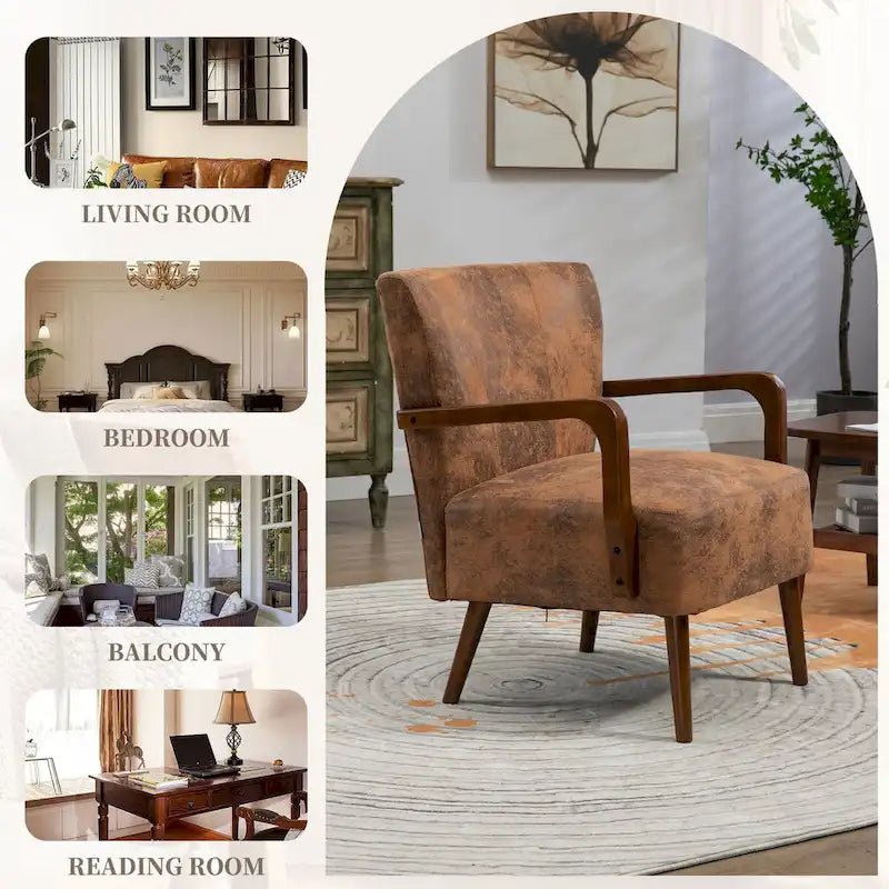 Jaune Moutarde / Beige / Orange / Gris Foncé / Café — Fauteuil en bois massif, une place