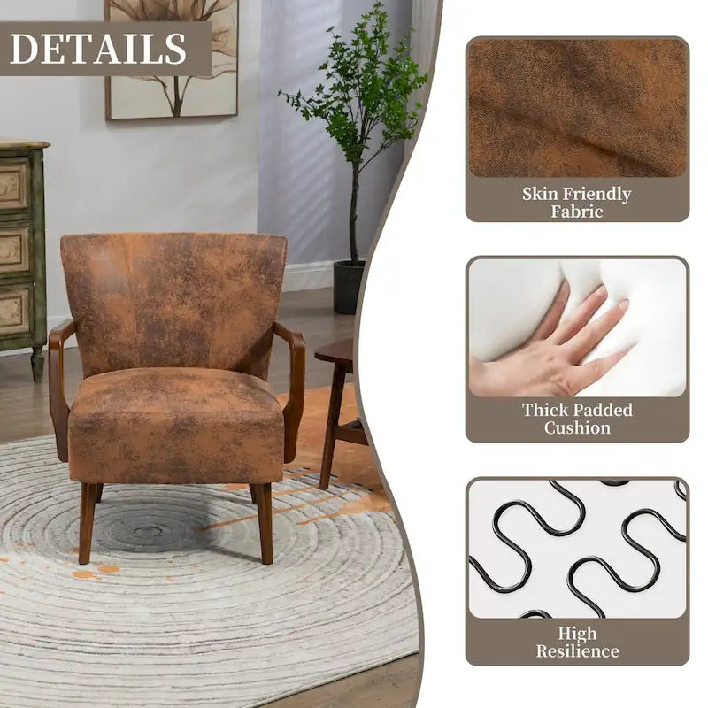 Jaune Moutarde / Beige / Orange / Gris Foncé / Café — Fauteuil en bois massif, une place