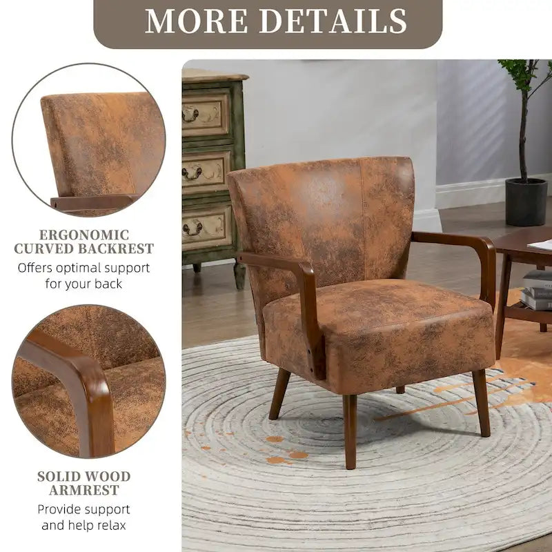 Jaune Moutarde / Beige / Orange / Gris Foncé / Café — Fauteuil en bois massif, une place