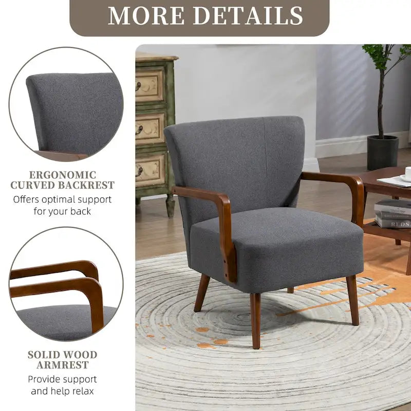Jaune Moutarde / Beige / Orange / Gris Foncé / Café — Fauteuil en bois massif, une place