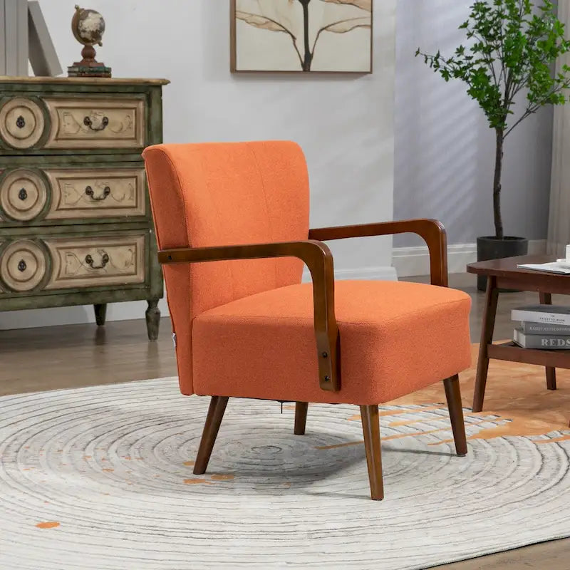 Jaune Moutarde / Beige / Orange / Gris Foncé / Café — Fauteuil en bois massif, une place