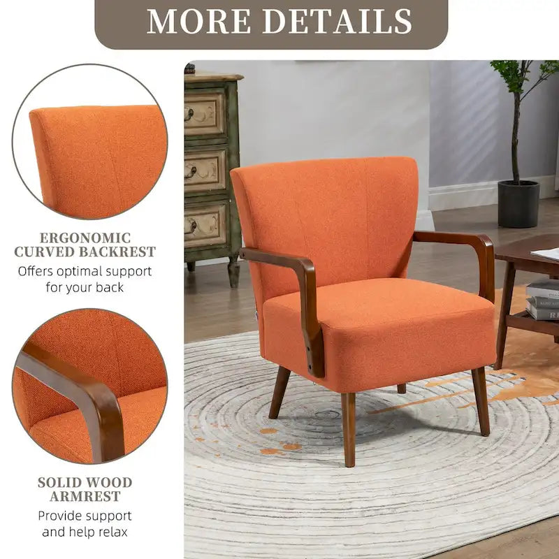 Jaune Moutarde / Beige / Orange / Gris Foncé / Café — Fauteuil en bois massif, une place