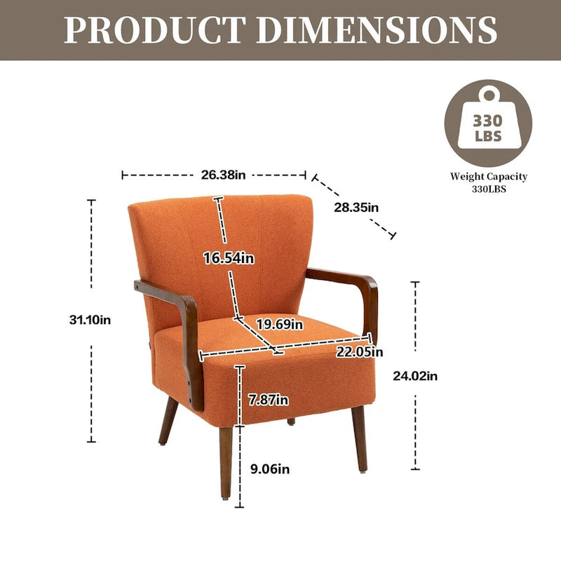 Jaune Moutarde / Beige / Orange / Gris Foncé / Café — Fauteuil en bois massif, une place