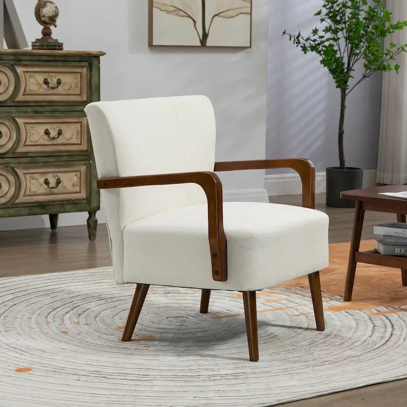 Jaune Moutarde / Beige / Orange / Gris Foncé / Café — Fauteuil en bois massif, une place