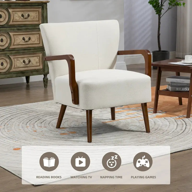 Jaune Moutarde / Beige / Orange / Gris Foncé / Café — Fauteuil en bois massif, une place