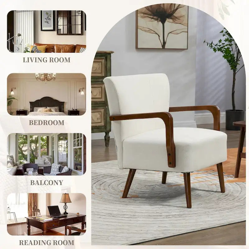 Jaune Moutarde / Beige / Orange / Gris Foncé / Café — Fauteuil en bois massif, une place