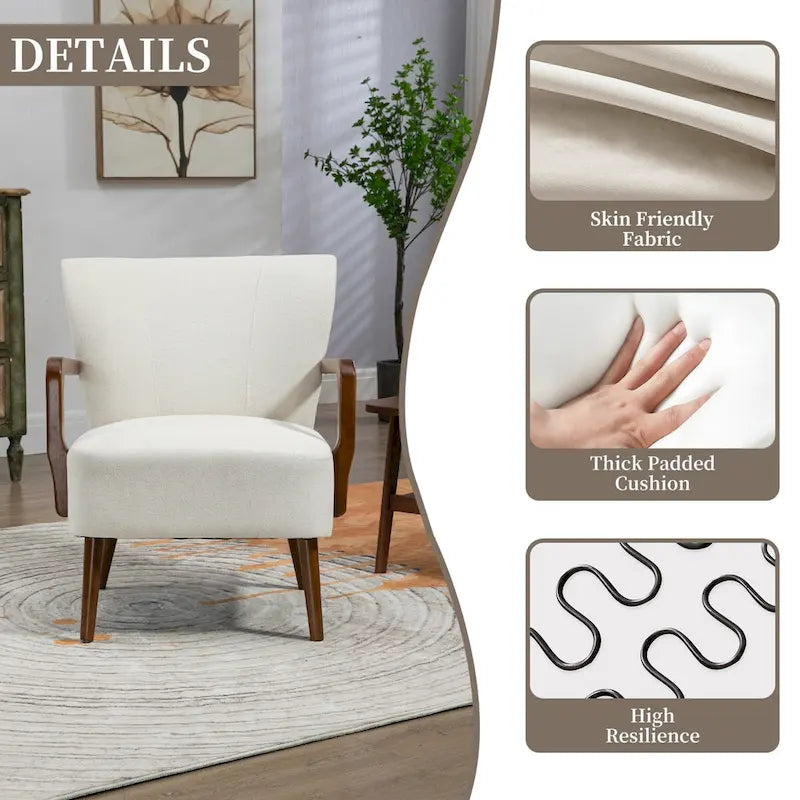 Jaune Moutarde / Beige / Orange / Gris Foncé / Café — Fauteuil en bois massif, une place