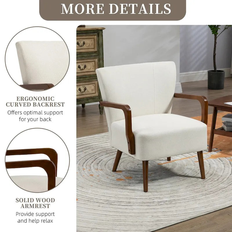 Jaune Moutarde / Beige / Orange / Gris Foncé / Café — Fauteuil en bois massif, une place