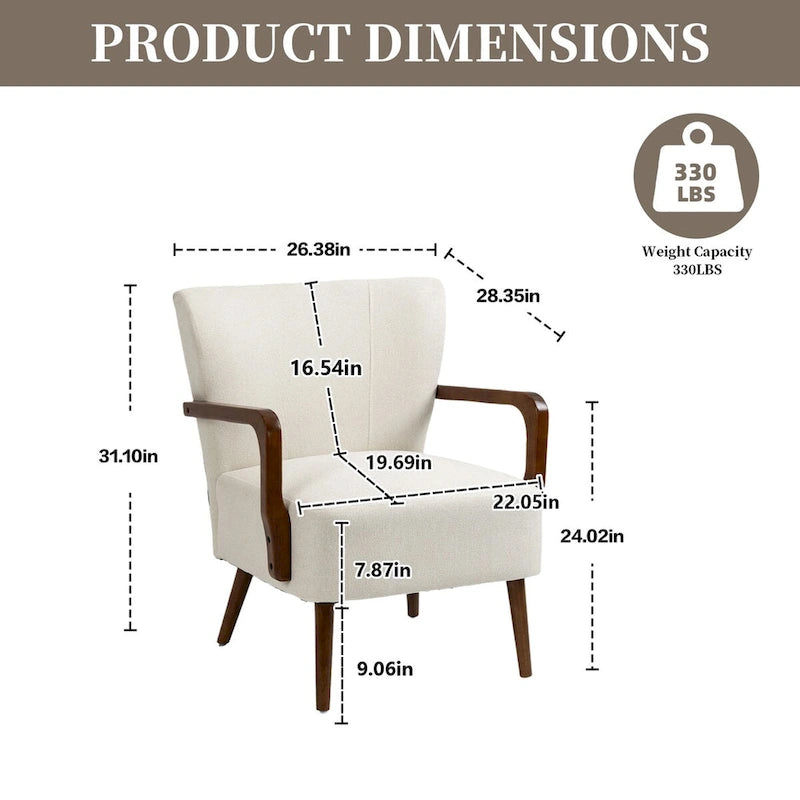 Jaune Moutarde / Beige / Orange / Gris Foncé / Café — Fauteuil en bois massif, une place