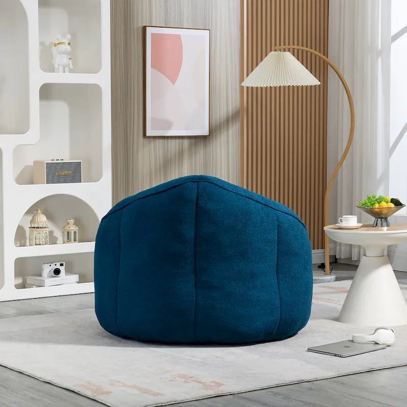 Pouf-fauteuil avec repose-pieds, une place, Gris / Bleu / Beige