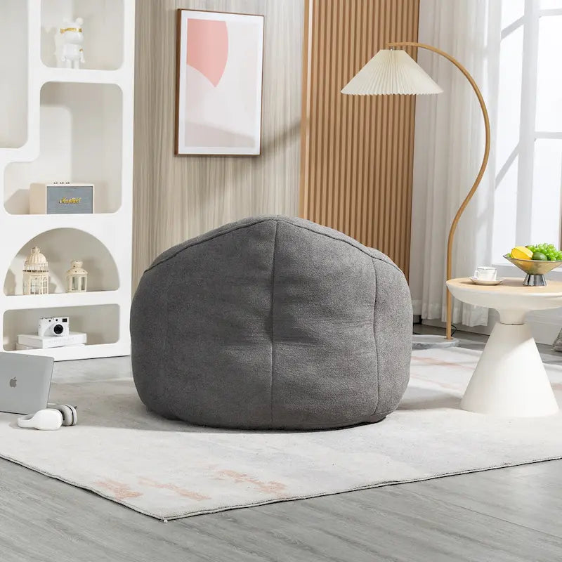 Pouf-fauteuil avec repose-pieds, une place, Gris / Bleu / Beige