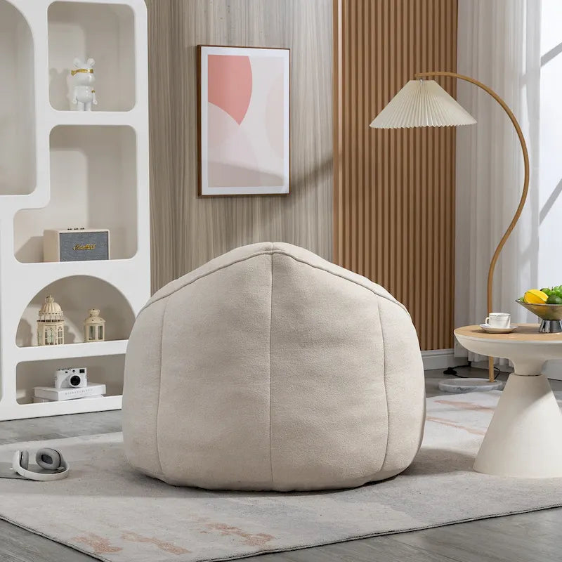 Pouf-fauteuil avec repose-pieds, une place, Gris / Bleu / Beige