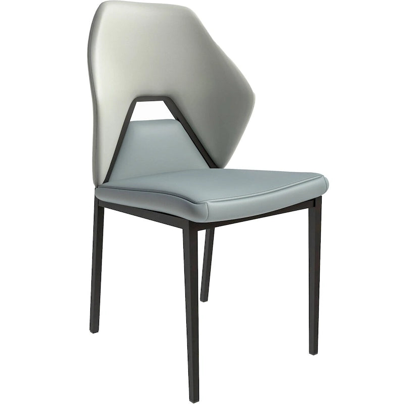 Chaise de salle à manger en cuir synthétique – Marron/Gris/Gris bleu/Bleu vert/Blanc, pieds en fer, à l'unité