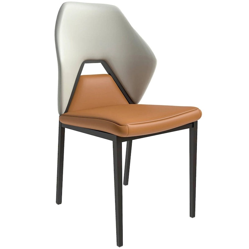 Chaise de salle à manger en cuir synthétique – Marron/Gris/Gris bleu/Bleu vert/Blanc, pieds en fer, à l'unité