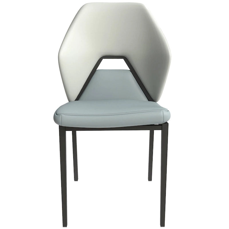 Chaise de salle à manger en cuir synthétique – Marron/Gris/Gris bleu/Bleu vert/Blanc, pieds en fer, à l'unité