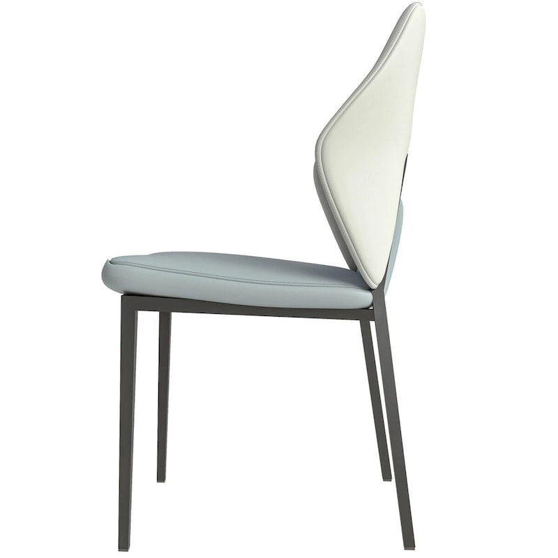 Chaise de salle à manger en cuir synthétique – Marron/Gris/Gris bleu/Bleu vert/Blanc, pieds en fer, à l'unité