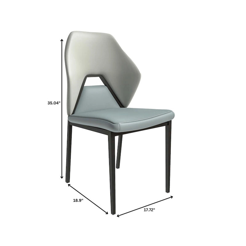 Chaise de salle à manger en cuir synthétique – Marron/Gris/Gris bleu/Bleu vert/Blanc, pieds en fer, à l'unité