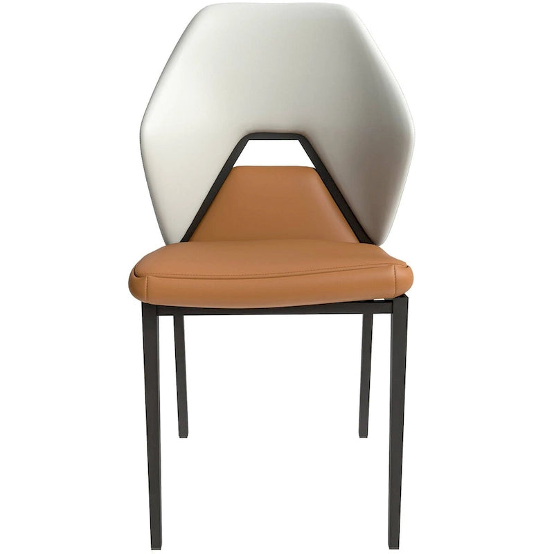 Chaise de salle à manger en cuir synthétique – Marron/Gris/Gris bleu/Bleu vert/Blanc, pieds en fer, à l'unité
